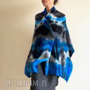 anna damzyn szal z wełny merino blue&gray