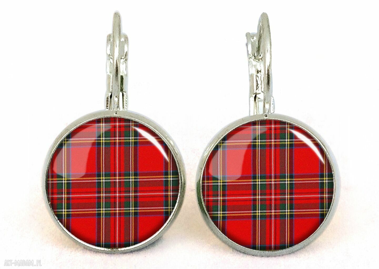 Szkocka krata małe kolczyki wiszące prezent kratkę ręcznie