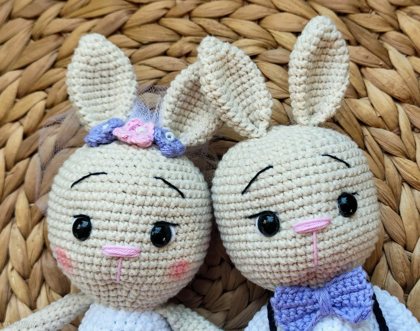 ślub: Szydełkowe Ślubne Króliczki Para Młoda Hand Made