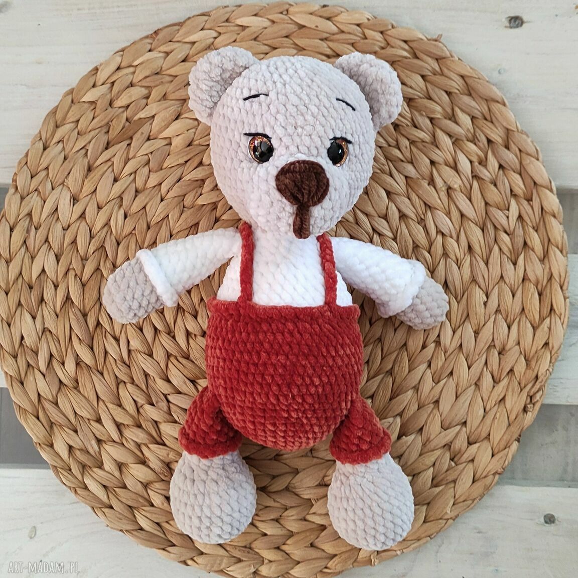 Prezenty święta. Szydełkowy miś przytulanka misiek maskotka