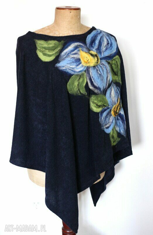 Poncho tunika i Kwiat Magicznego Ogrodnika - handmade dla kobiet - art-Madam.pl