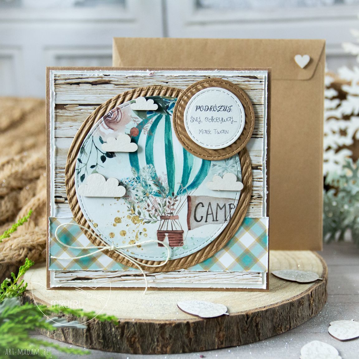 Kartka podróżą tle twoją treścią dla niej podróż imieniny niego