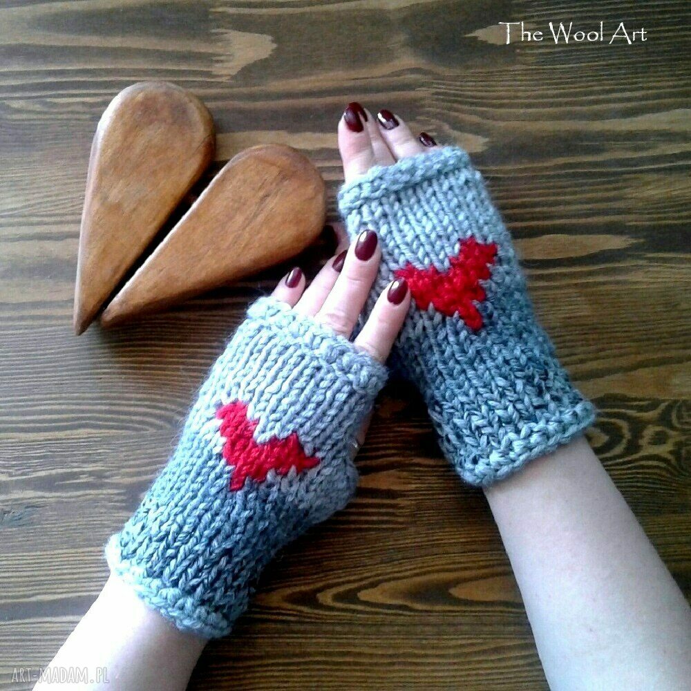 rękawiczki: walentynkowe rękawiczki Ręcznie robione