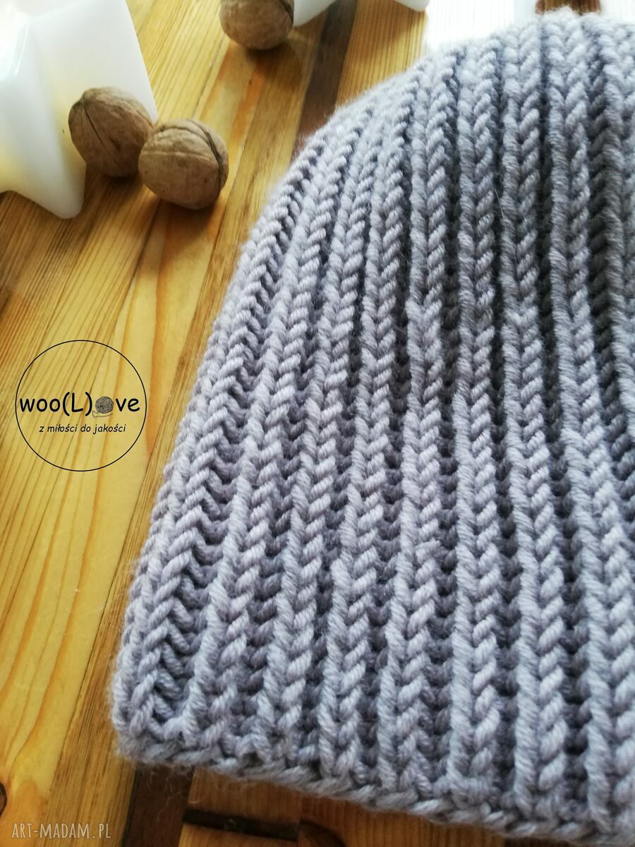 czapki: wełniana czapusia z merynosa ANGIELKA (MARMUR) ręczne wykonanie