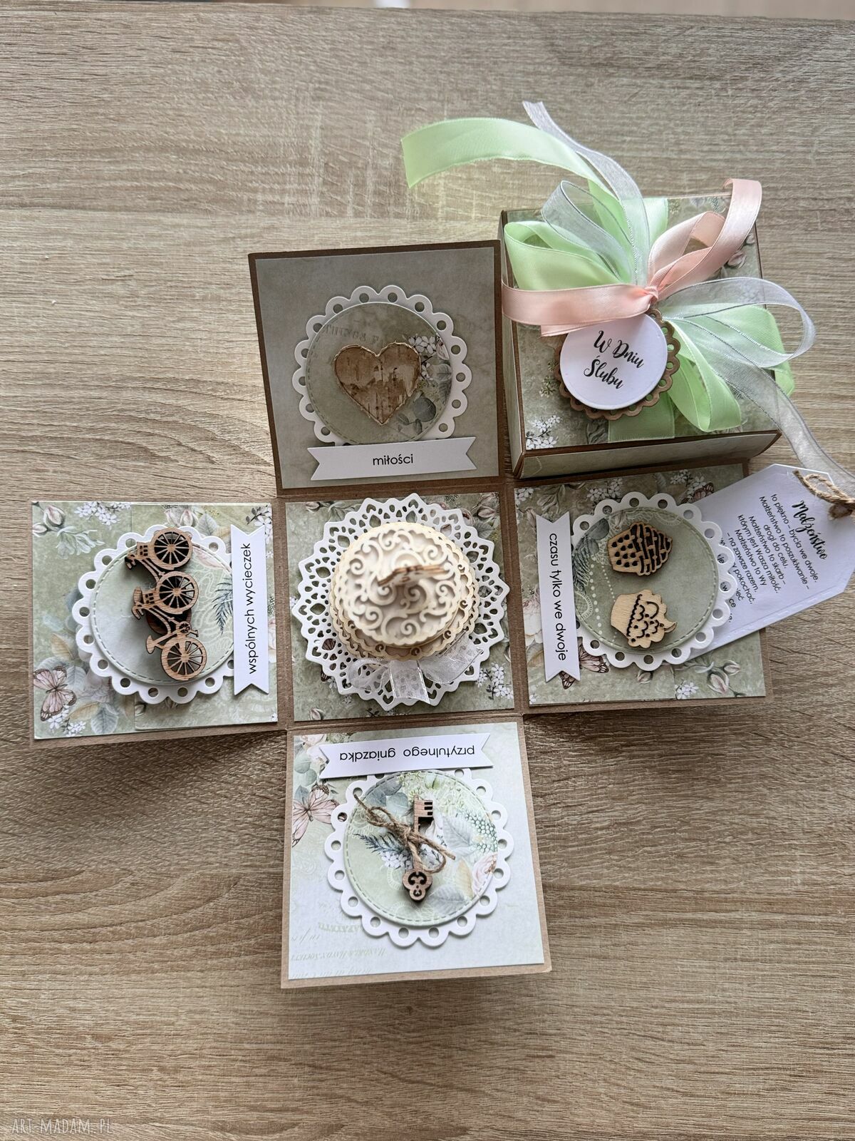 kartki: Prezent wesele ślub kartka exploading box życzenia handmade