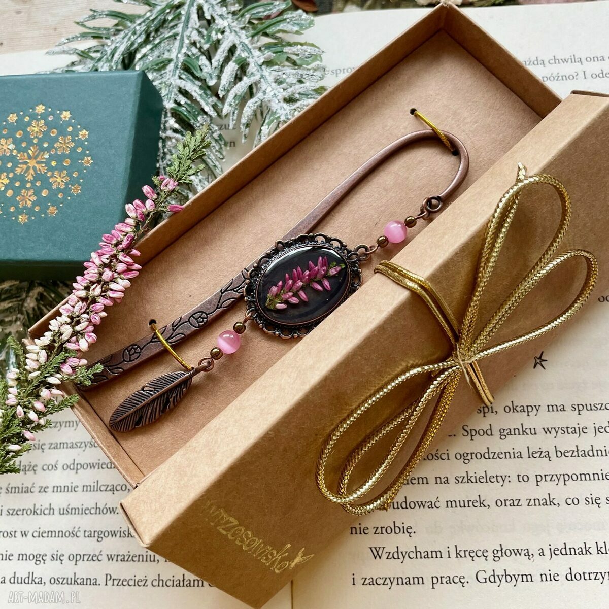 Wystawna zakładka z wrzosem Hand Made