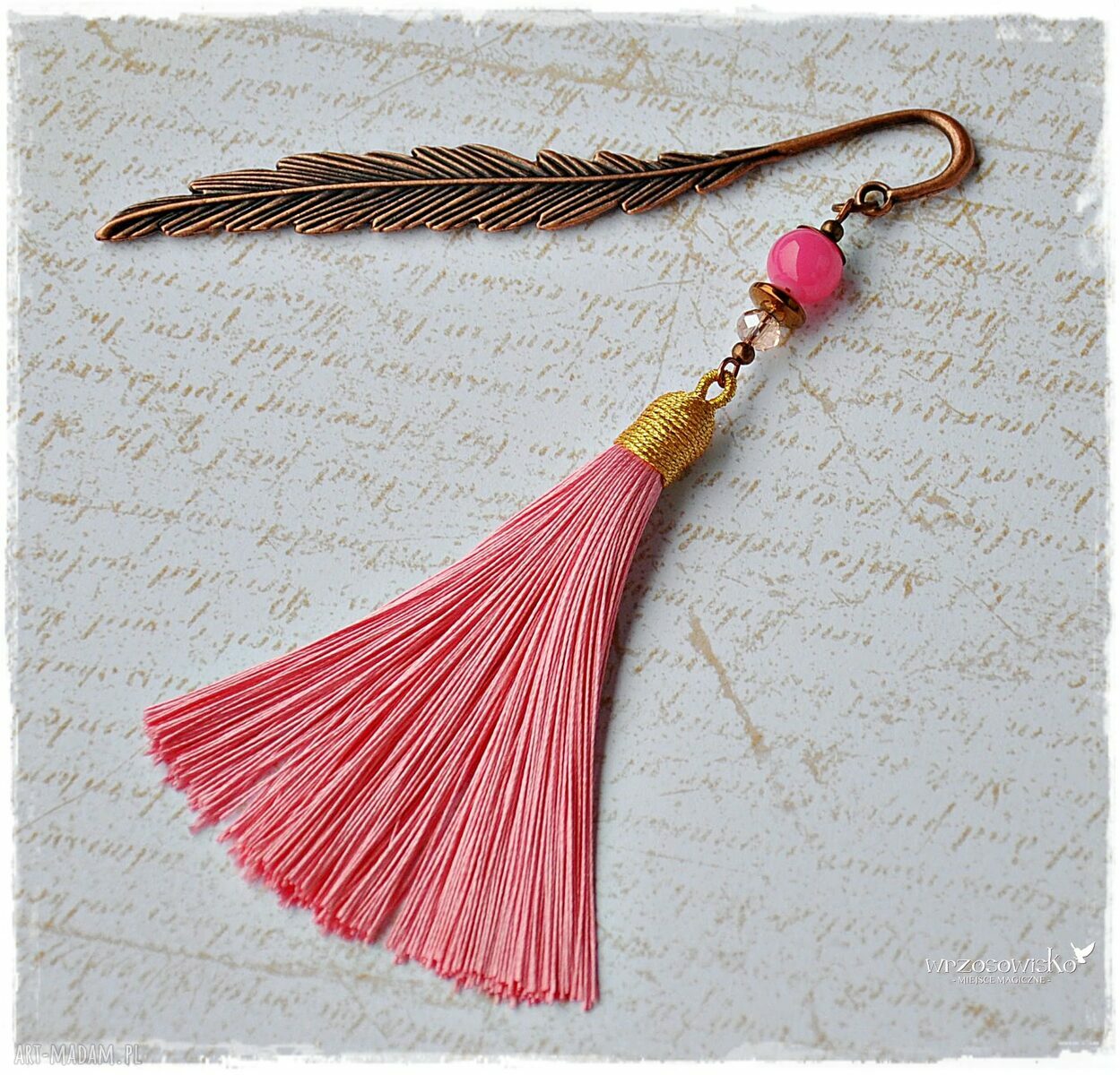 Handmade zakładka do książki z pięknym chwostem elegancki dodatek na prezent