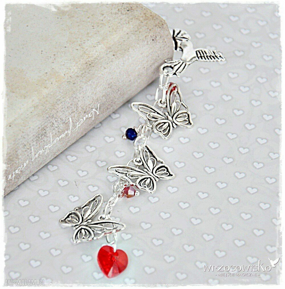 Zakochane Motyle zakładka ze Swarovskim hand made