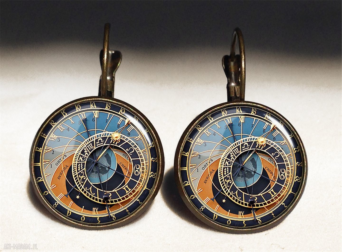 Zegar Praski medalion z łańcuszkiem steampunk handmade