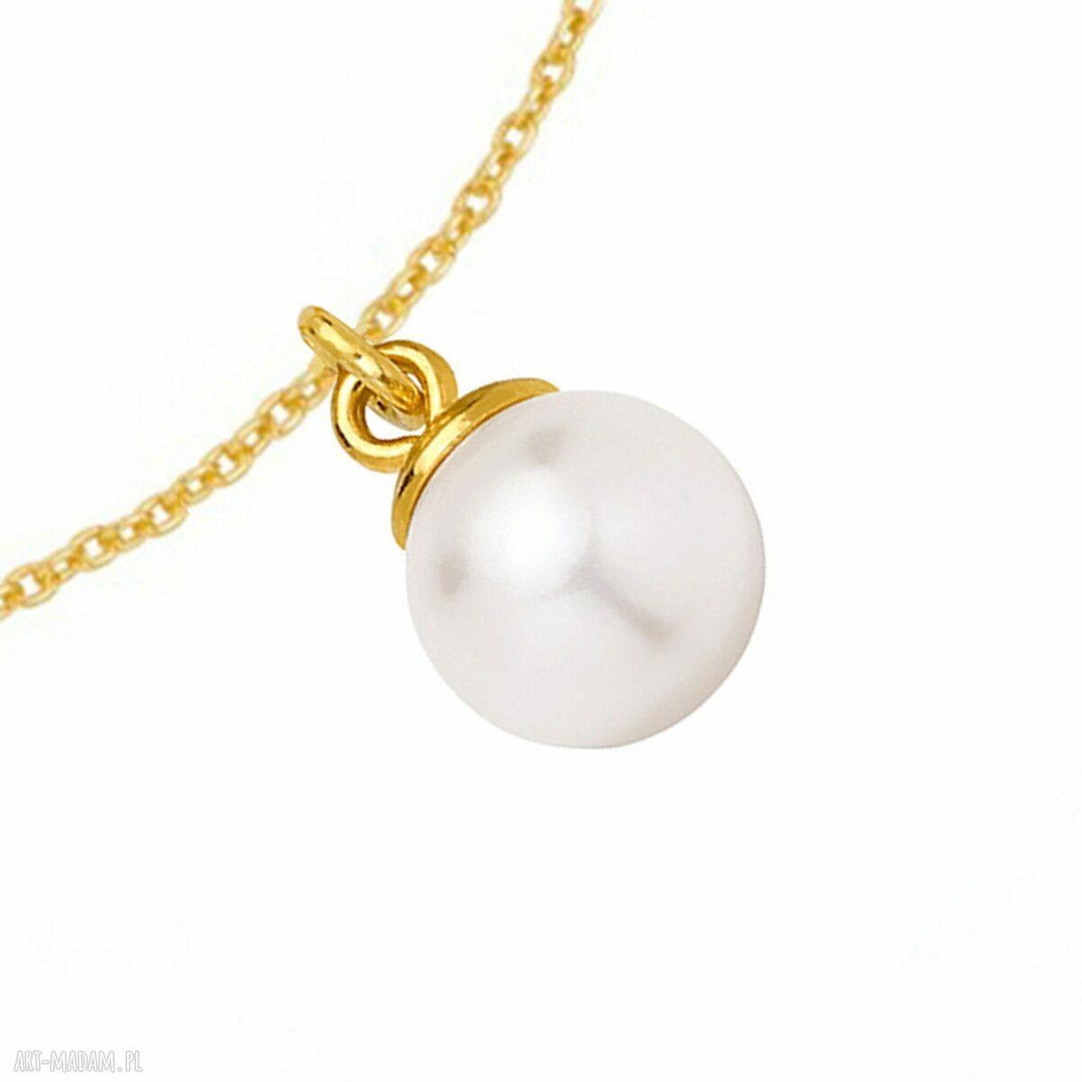 bransoletki: Złota bransoletka z białą perłą SWAROVSKI® CRYSTAL Ręczne wykonanie