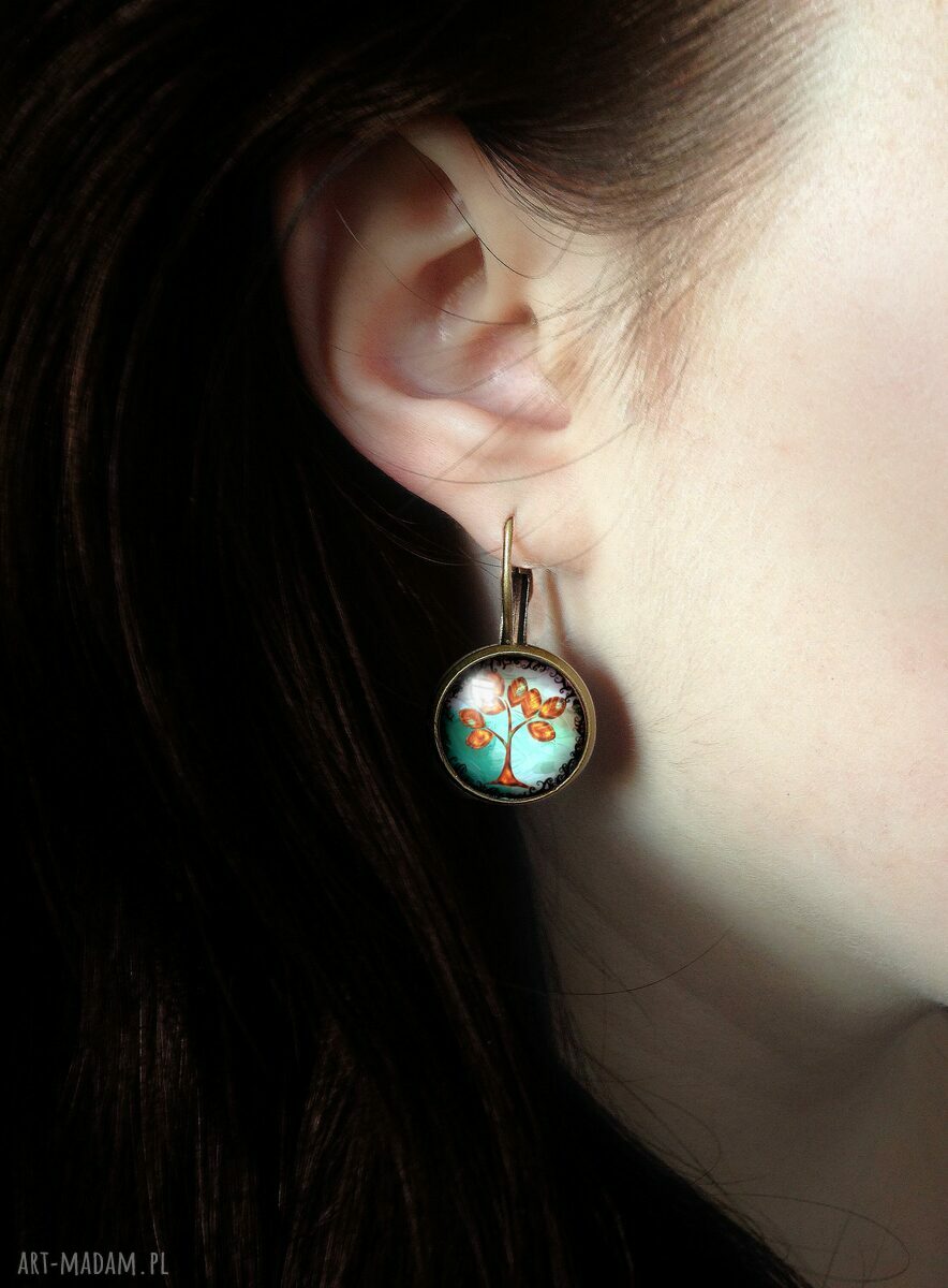 kolczyki: Złote drzewko Duże kolczyki wiszące Ręcznie robione