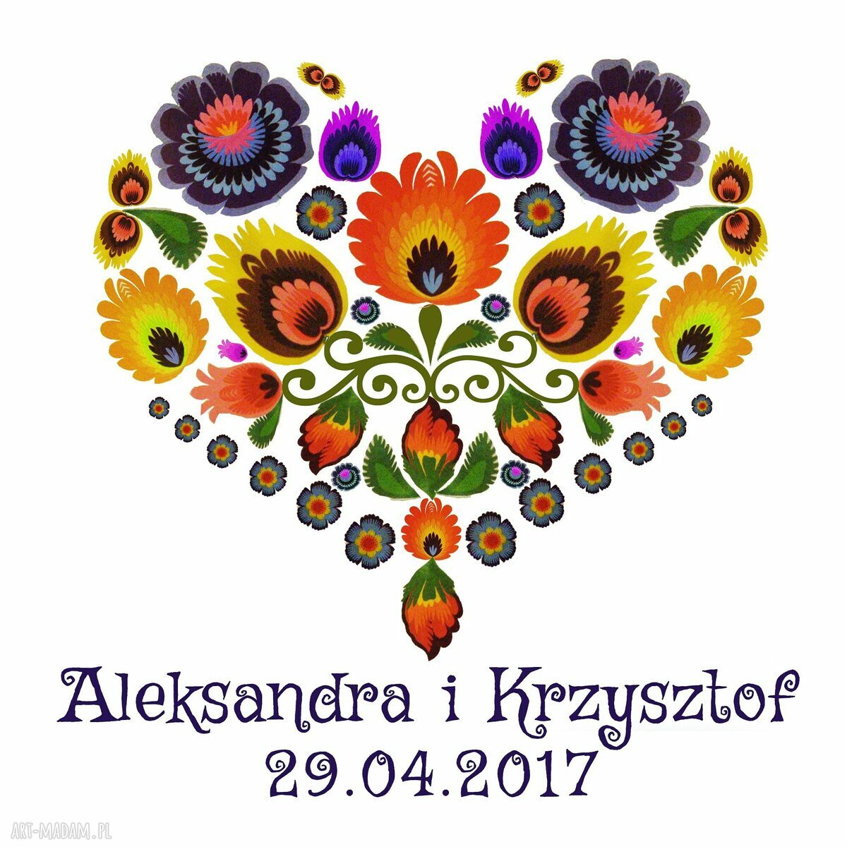 160 magnesów na lodówkę folk z personalizacją - podziękowania dla gości ślubnych