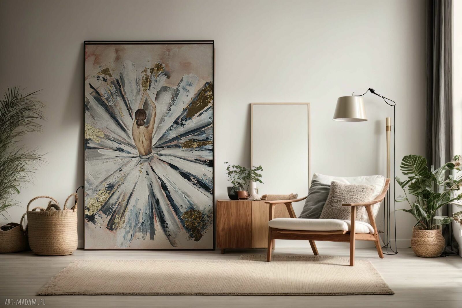 Prima - ręcznie malowany obraz olejny Abstrakcja z baletnicą 120x80 cm