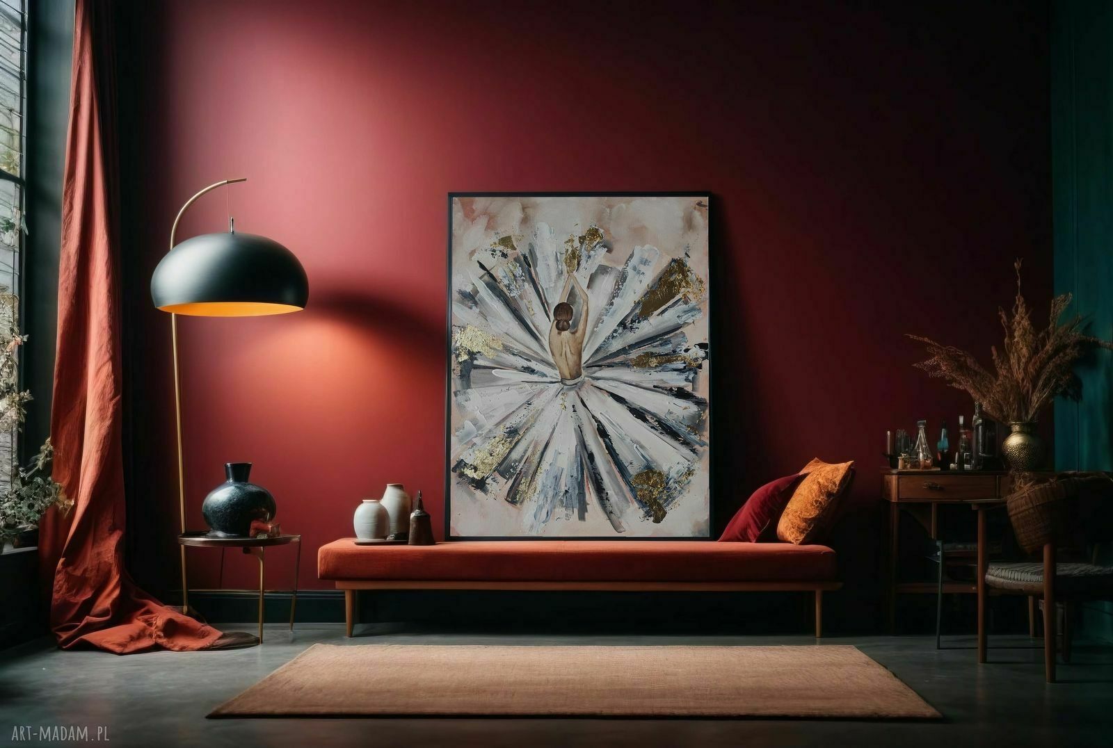 Prima - ręcznie malowany obraz olejny Abstrakcja z baletnicą 120x80 cm