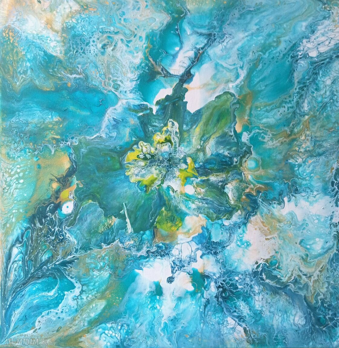 Primavera 4 - obraz akrylowy Wiosna, kwiaty i abstrakcyjny pejzaż 40x40