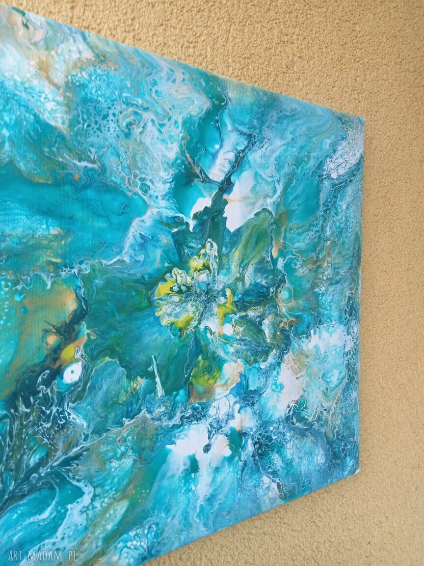 Primavera 4 - obraz akrylowy Wiosna, kwiaty i abstrakcyjny pejzaż 40x40