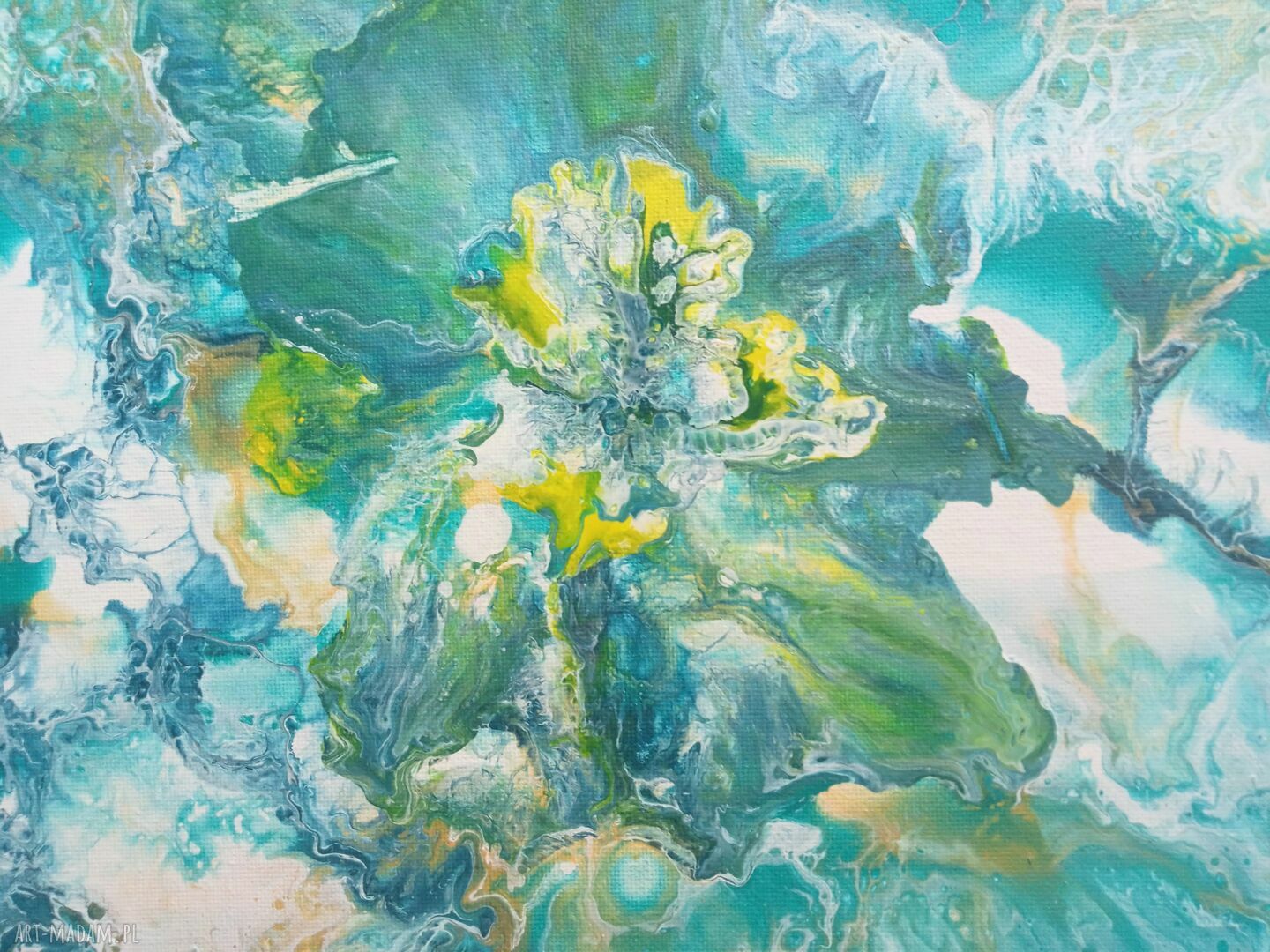 Primavera 4 - obraz akrylowy Wiosna, kwiaty i abstrakcyjny pejzaż 40x40