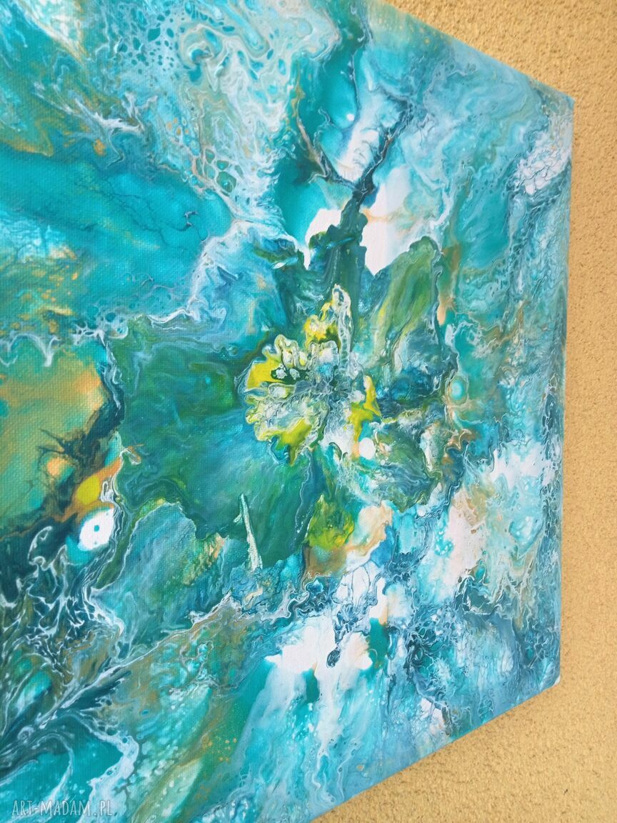 Primavera 4 - obraz akrylowy Wiosna, kwiaty i abstrakcyjny pejzaż 40x40