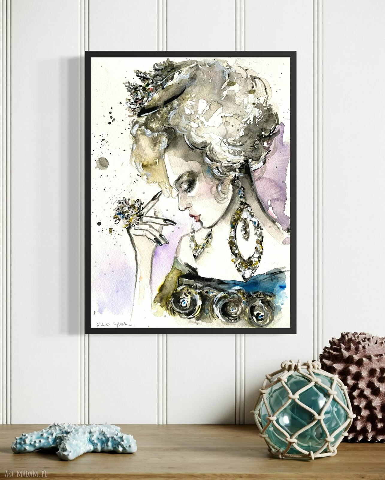 Princess - akwarela na papierze, portret kobiety glamour