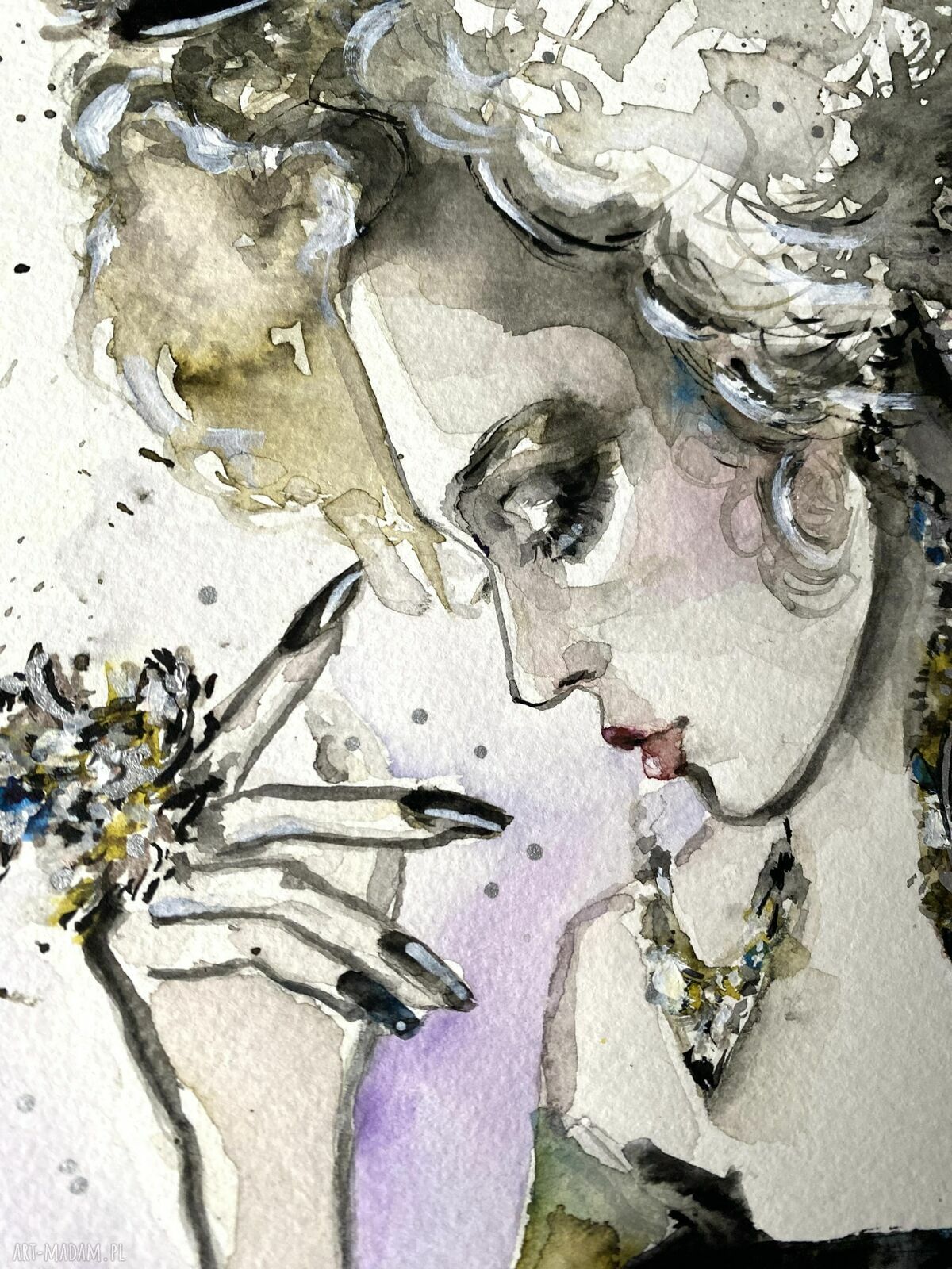 Princess - akwarela na papierze, portret kobiety glamour