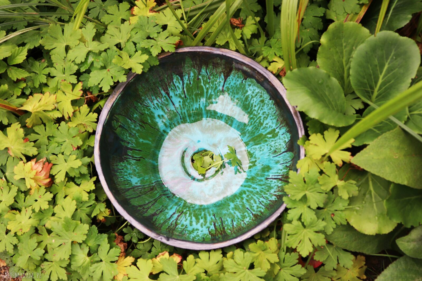 Umywalka ceramiczna LAS 31 cm - ręcznie robiona nablatowa okrągła z 3 warstwami szkliwa