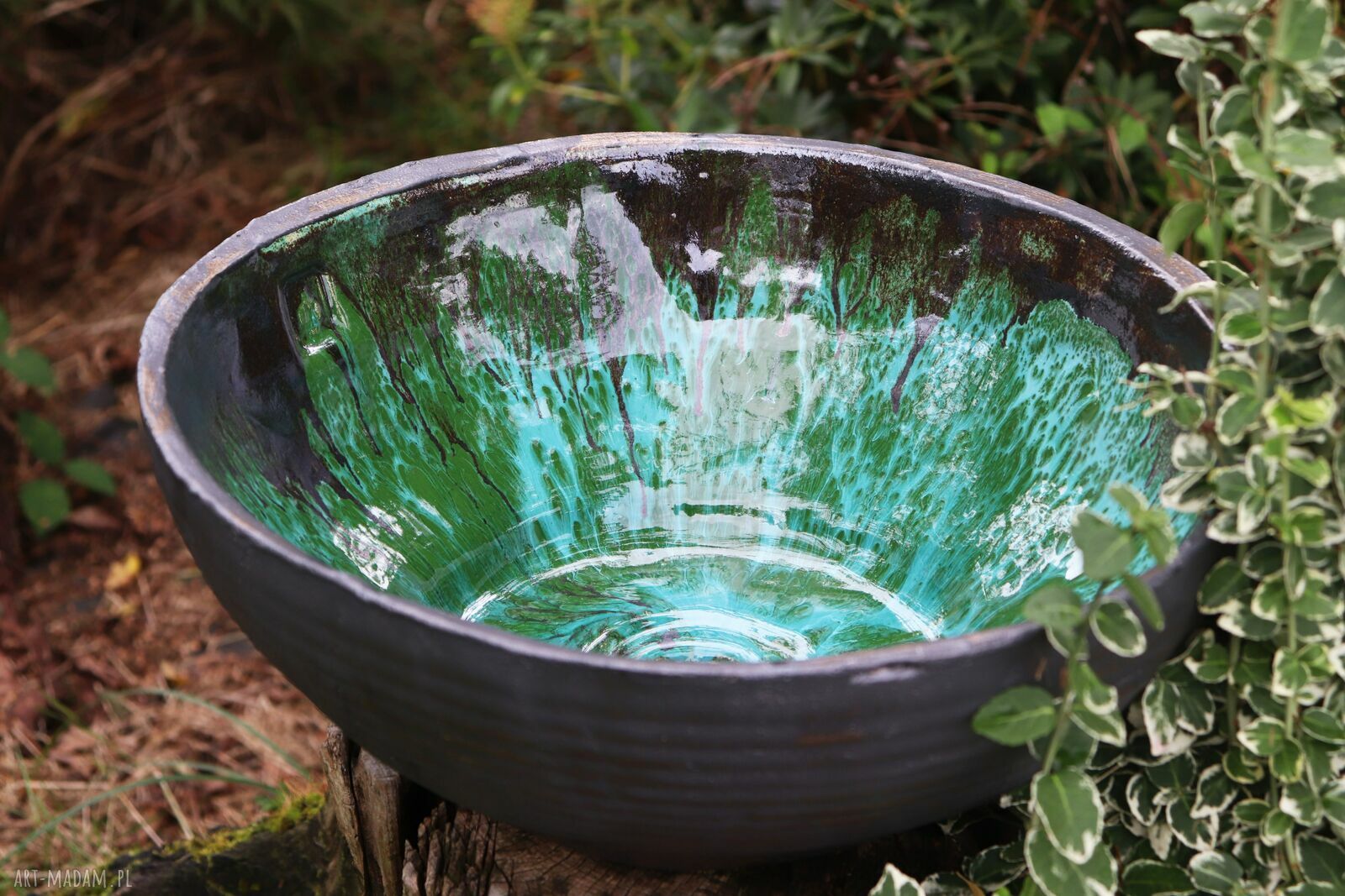 Umywalka ceramiczna PREMIUM „Las” 34 cm - rękodzieło do Twojej łazienki