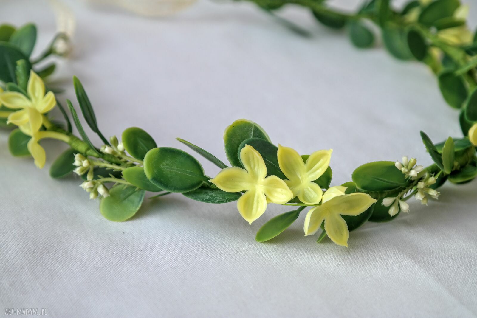 Promienie cytrynowego słońca - subtelny wianek na głowę handmade