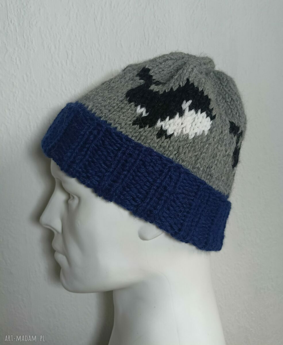Ciepła czapka handmade z alpaki i wełny - orka