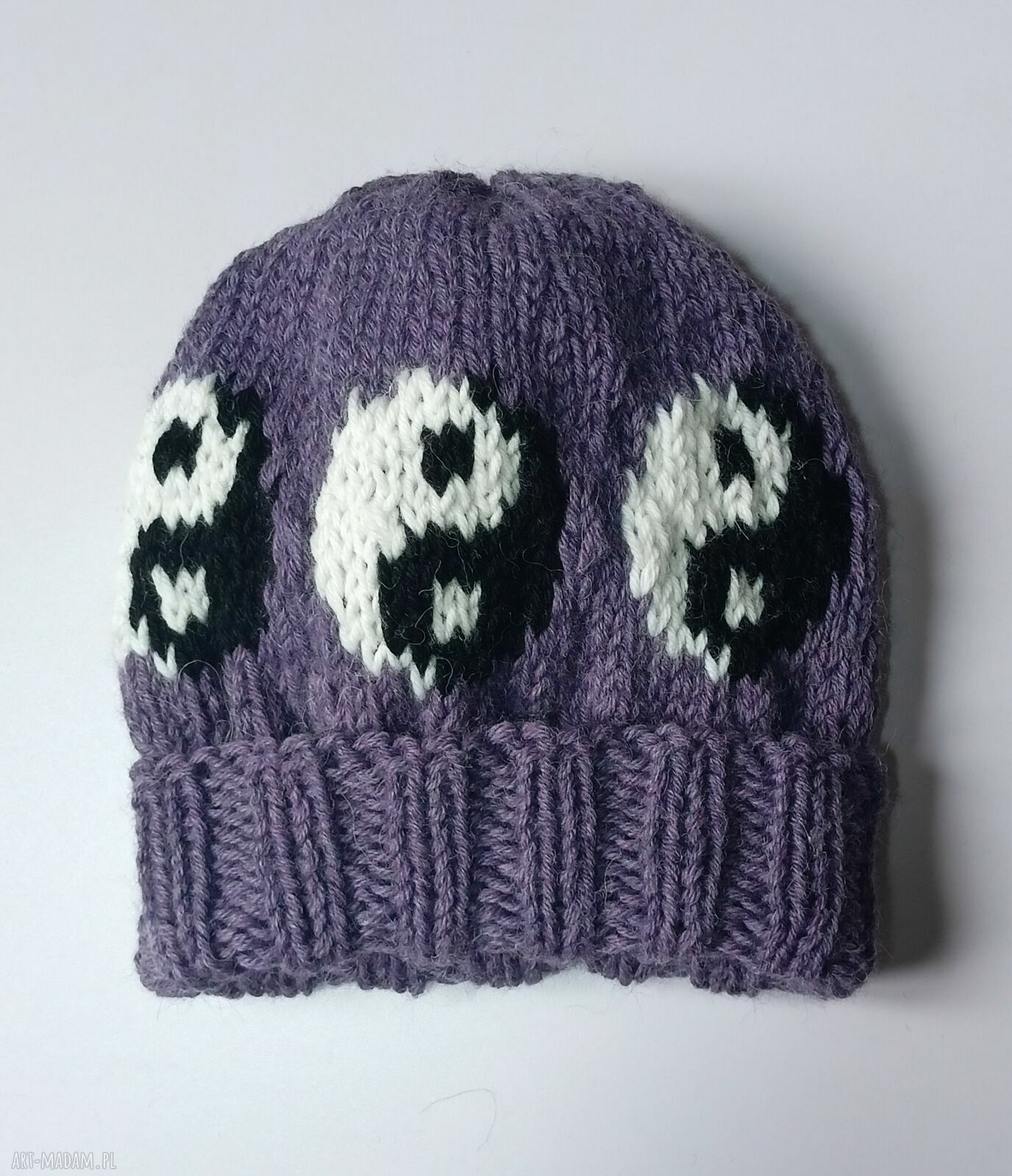 Czapka unisex Yin Yang z miękkiej wełny - ręcznie dziergana