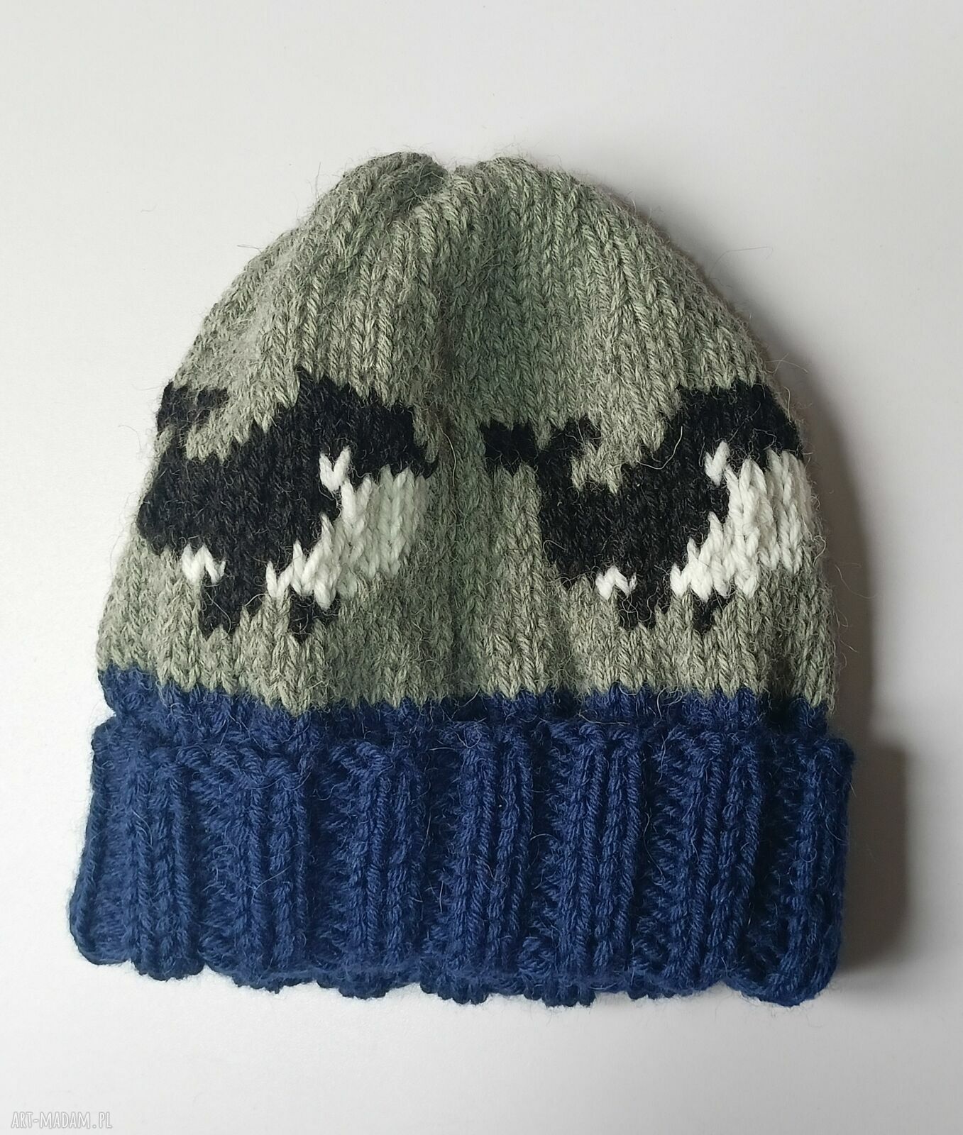 Ciepła czapka handmade z alpaki i wełny - orka