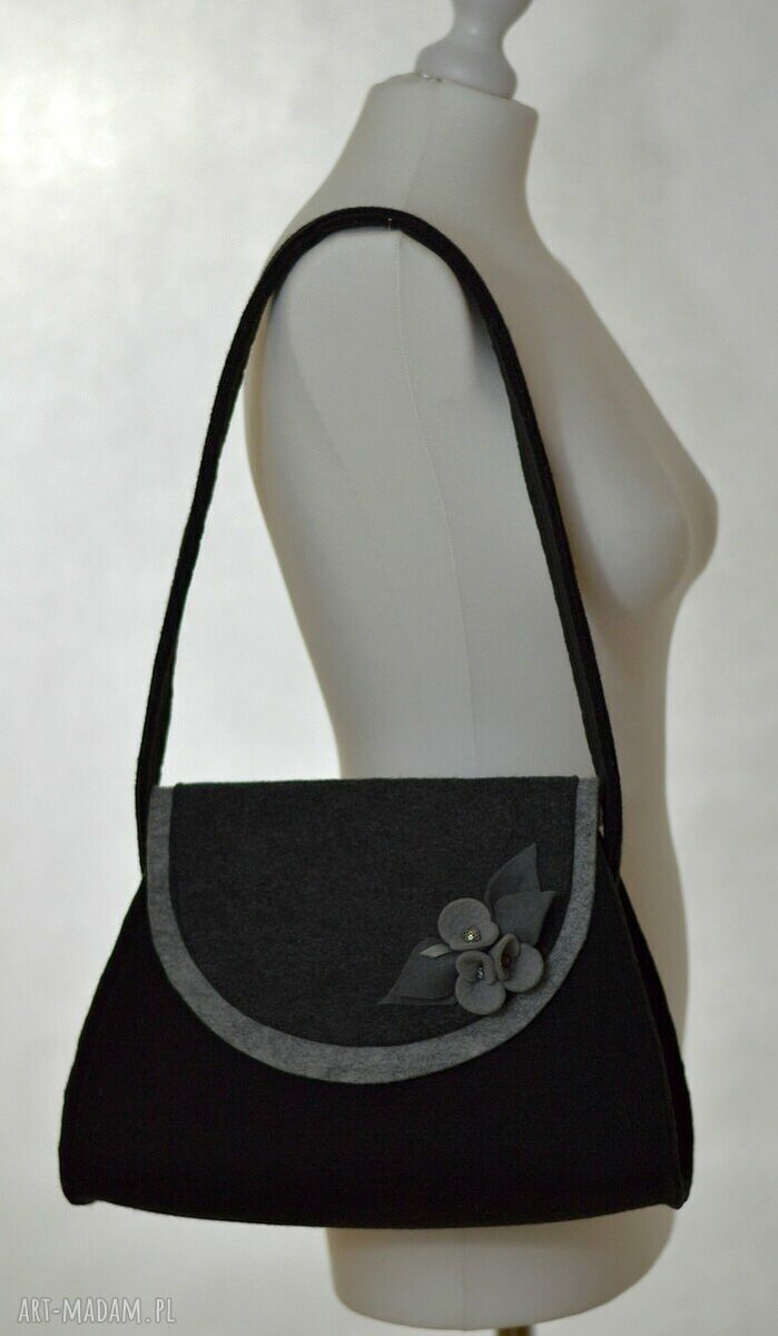 PROMOCJA Mały Kuferek z Filcu z kwiatkiem torebka filcowa HandMade