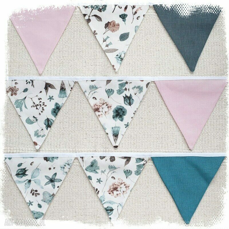 Proporczyki, girlanda i baner do wystroju dziecięcego pokoju - lniane handmade