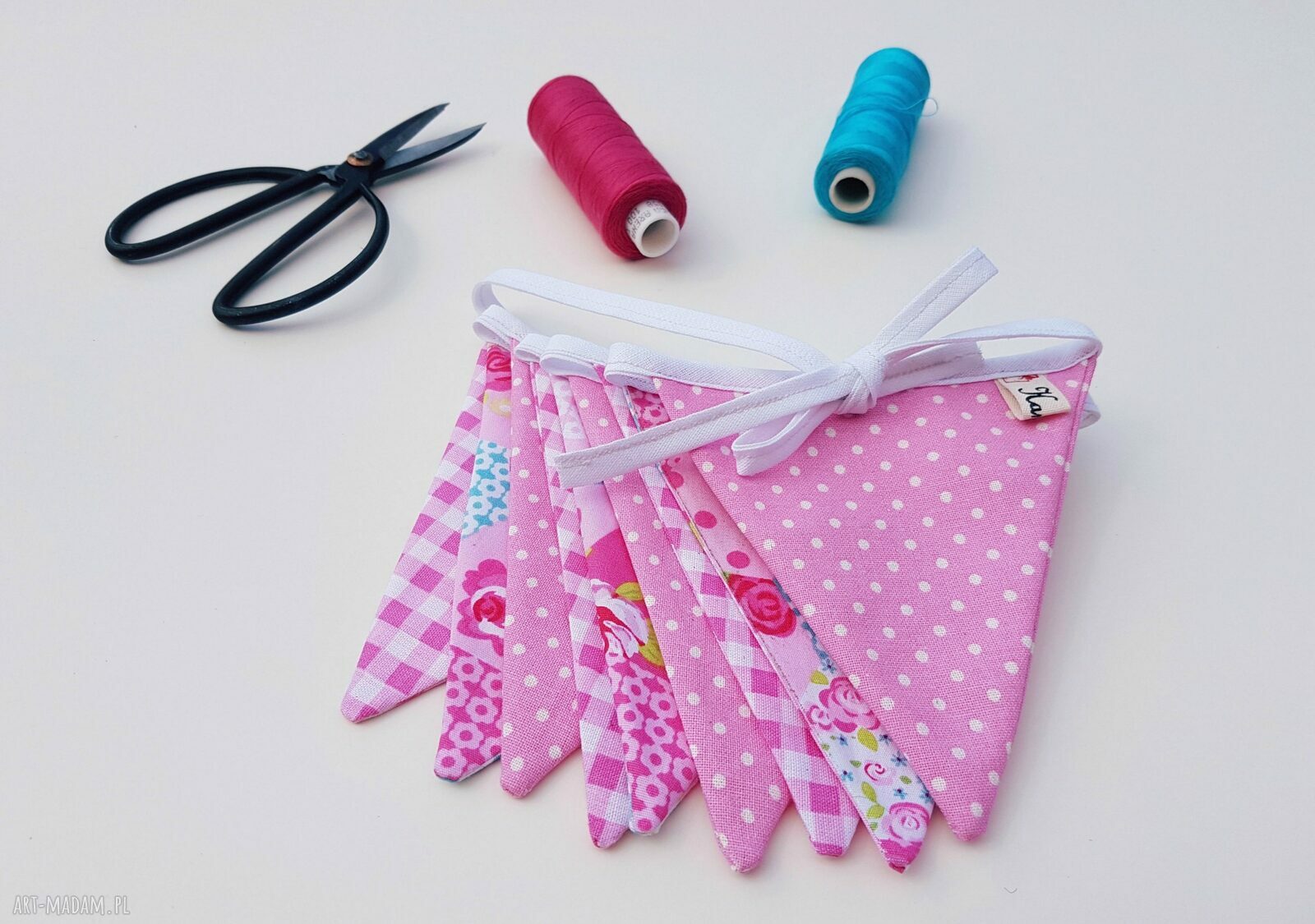 Mini girlanda pink różowa zawieszka proporczyki pastelowe