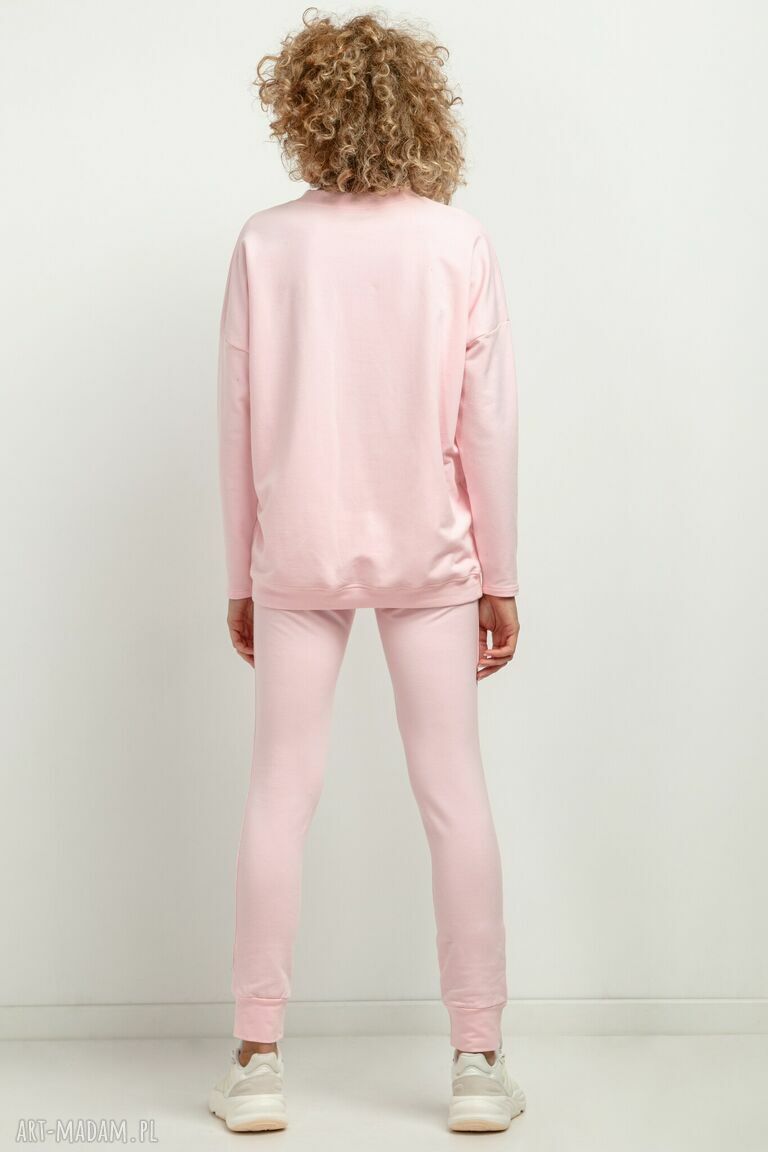 Prosta bluza damska ze stójką T381, jasnoróżowa