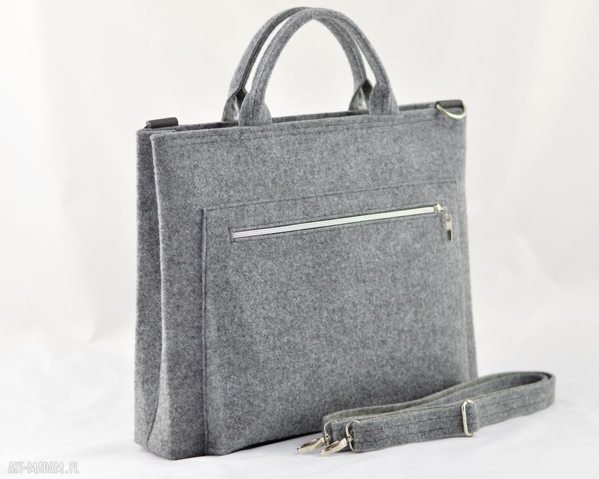 Duża szara torebka laptopa minimalistyczna filc laptop laptopówka