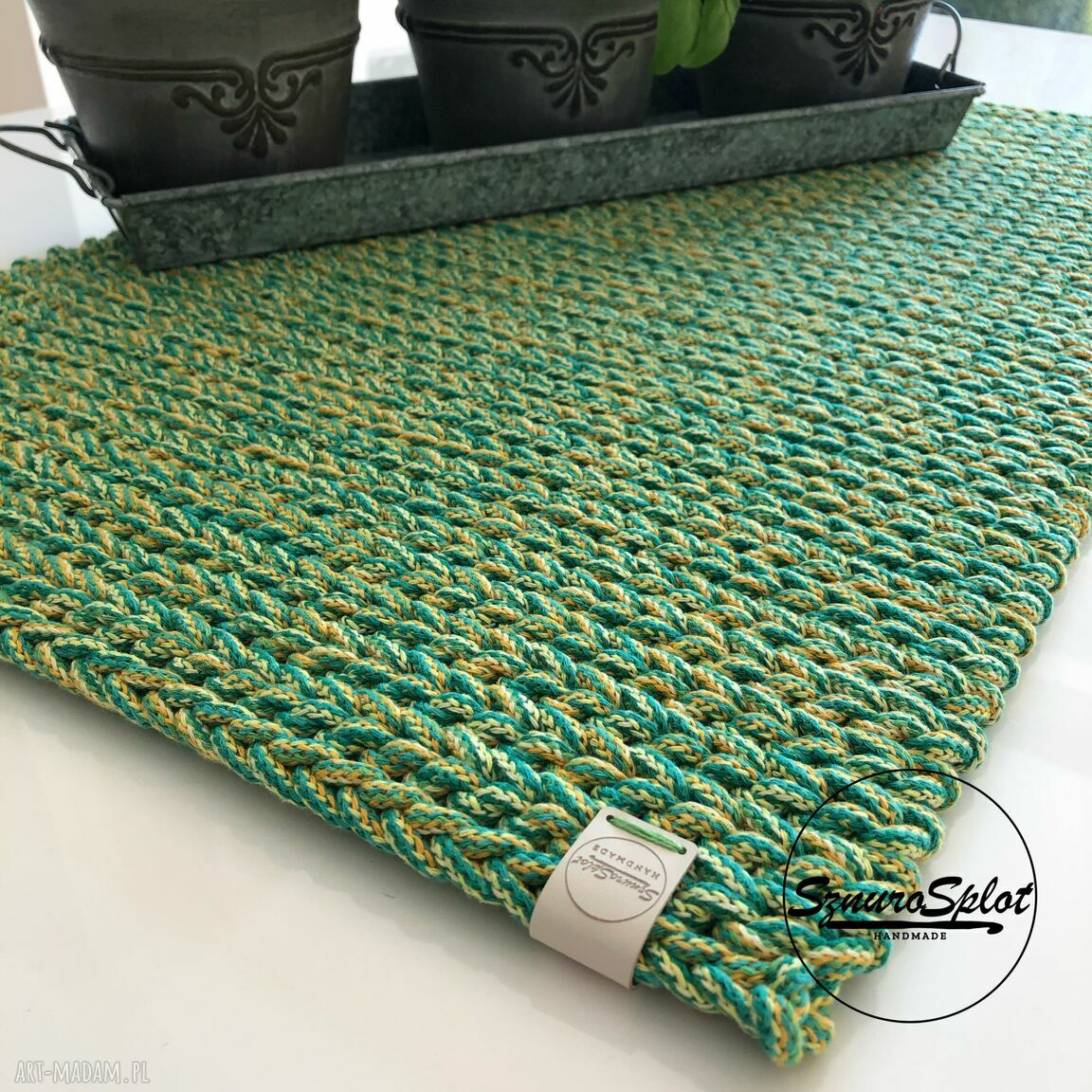 Prostokątna podkładka na stół 40x60 ze sznurka bawełnianego - handmade