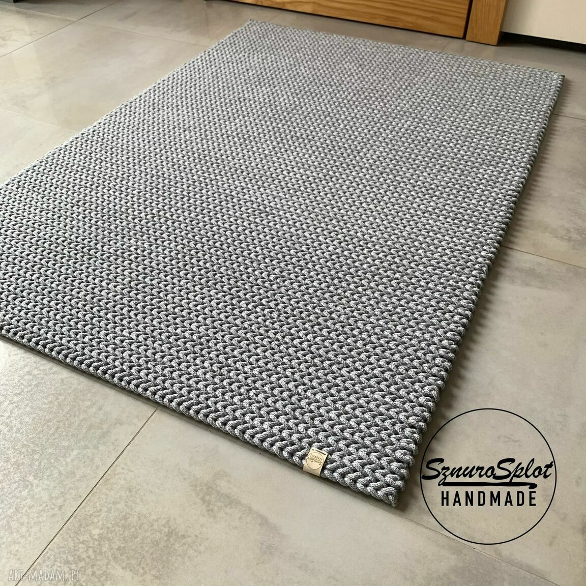 Prostokątny dywan ze sznurka 85x120 w skandynawskim stylu