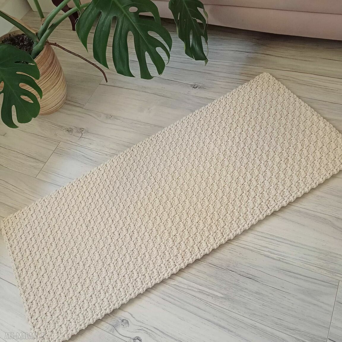 Dywan prostokątny boho ze sznurka 60x120 cm do łazienki