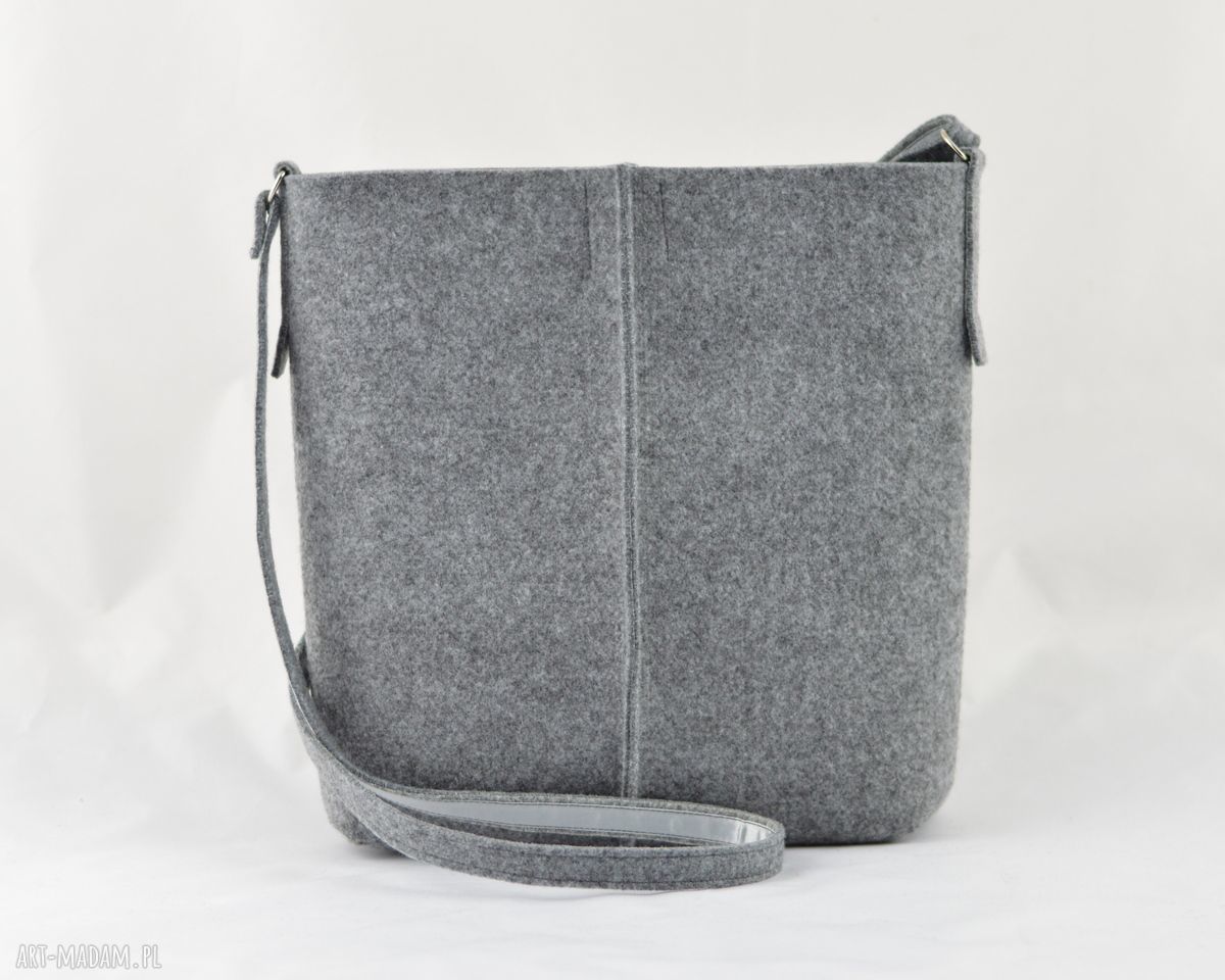 Szara Listonoszka z Filcu Minimalistyczna Torebka HandMade