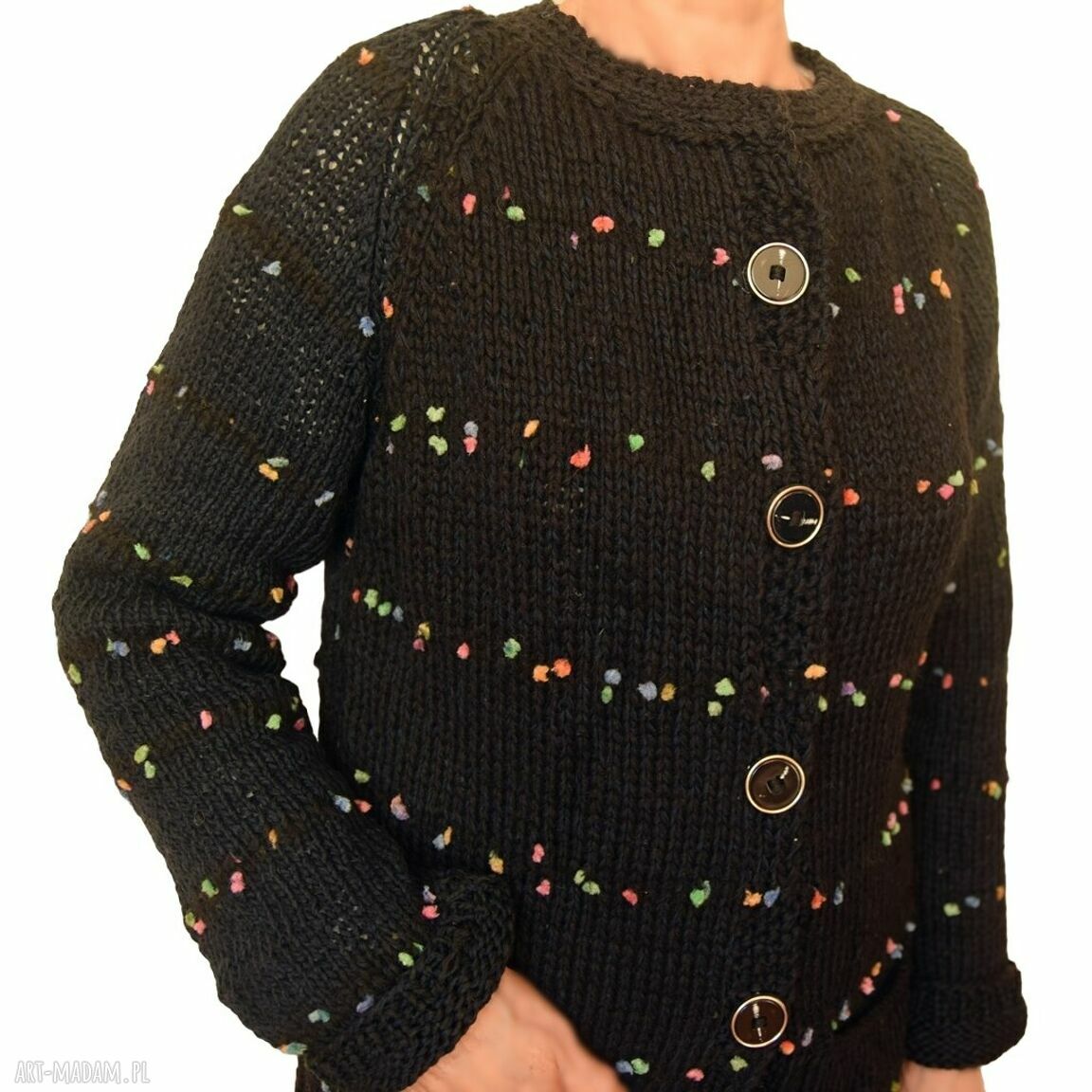 Prosty, elegancki sweter kardigan handmade na drutach