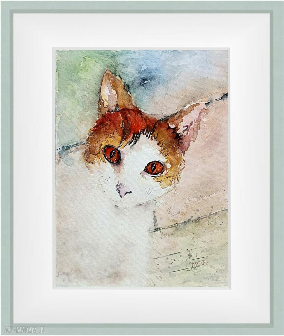 Oryginalna akwarela z kotkiem „Proszę, weź mnie” 24x32 cm - JoannaTKrol