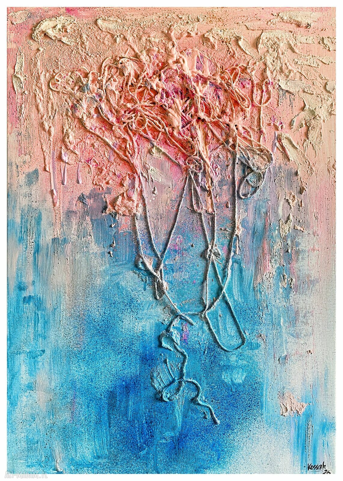 Struktury - Przeciążenie: obraz strukturalny z fakturą do salonu i sypialni (50 x 70 cm)