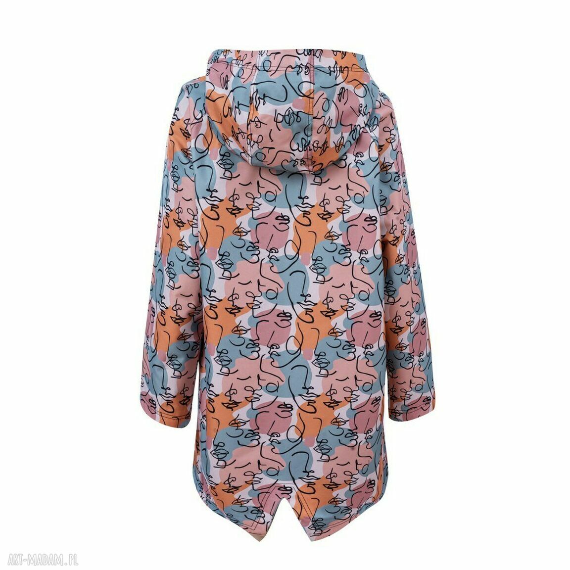 Płaszcz przeciwdeszczowy w kwiaty z dużym kapturem - wodoodporny oversize