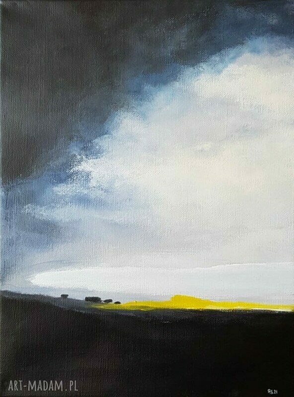 “Przed zmrokiem” - ręcznie malowany obraz akrylowy 40x30 (pejzaż)
