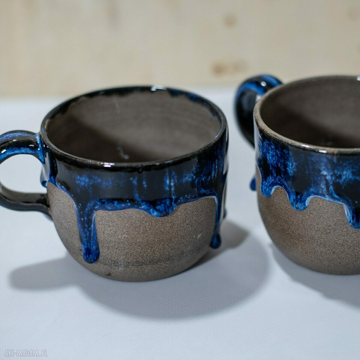 Betonowy duży kubek męski z zaciekami - rękodzieło ceramiczne AzulHorse