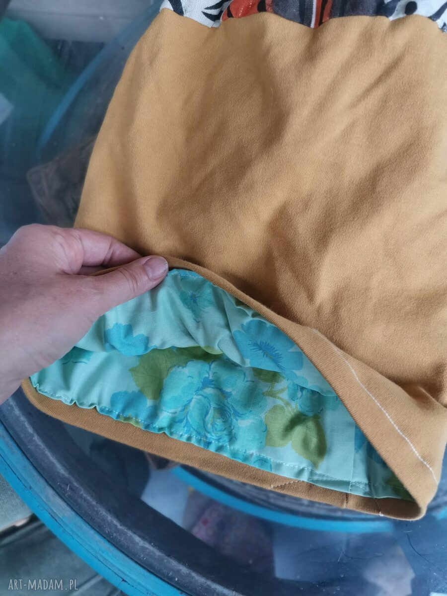 Czapka przejściowa nierozciągliwa z podszewką - rozmiar 59 cm, ręcznie robiona