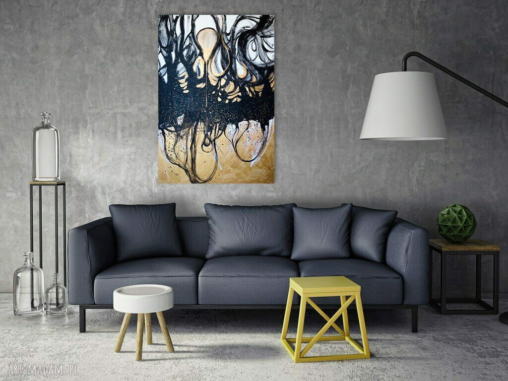 Przenikanie - obraz akrylowy na płótnie 100x70 cm Adriany Laube (abstrakcja złoto)
