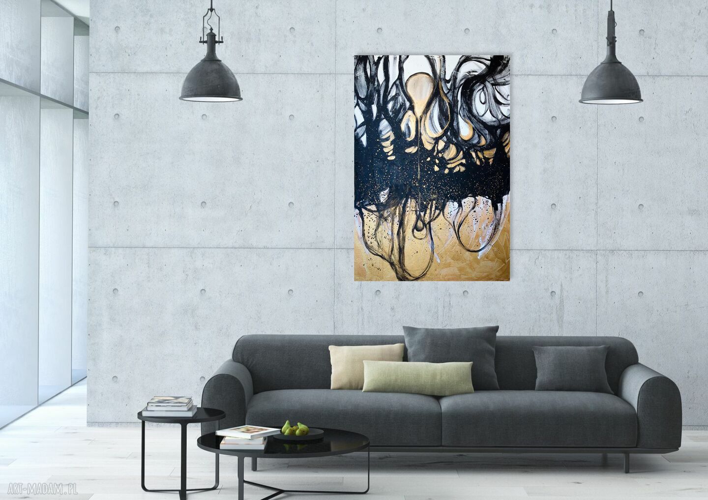 Przenikanie - obraz akrylowy na płótnie 100x70 cm Adriany Laube (abstrakcja złoto)