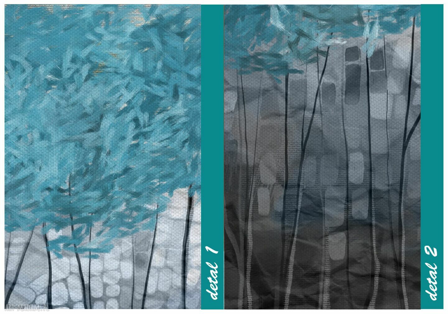 Abstrakcyjne drzewa - turkusowy świat 02397, obraz drukowany na płótnie 150x60 cm