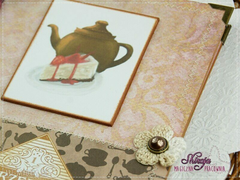 Przepiśnik "retro czajniczek" A5 - ręcznie robiony scrapbooking